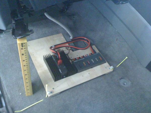 Power distribution under driver's seat. West Mountain Radio's RIGrunner and ISOpwr....