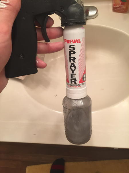 Preval sprayer (Home Depot - $8) came in handy!  For those of you not trying to spend $200+ on a pro sprayer for simple projects, this thing did a gre