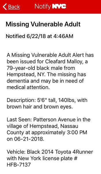 Public messaging for missing person with a 4Runner