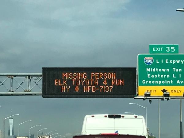 Public messaging for missing person with a 4Runner