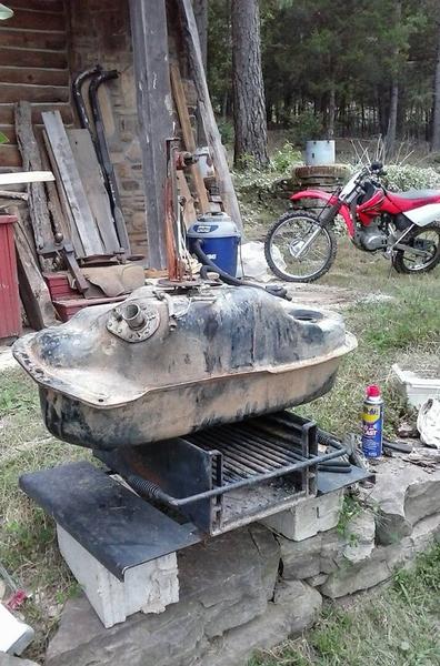 Pulled gas tank, it was gross inside.  Cleaned it all out.  Found we had to reuse the bracket for the fuel pump.