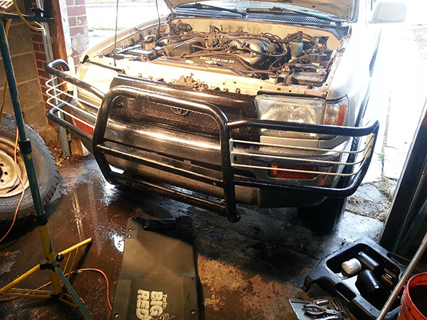 pulling in the 4Runner in to my friends garage to get out of the rain