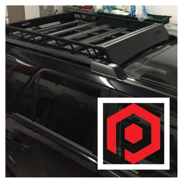 Pure 4Runner N-Fab roof rack.  It's aluminum light weight construction has a load rating of 150lbs.    This clever customer did the vinyl wrap on the 