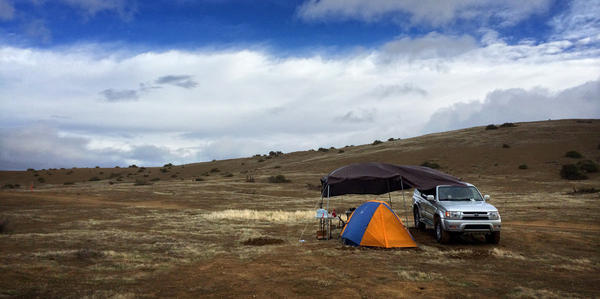 Rainy muddy camp site