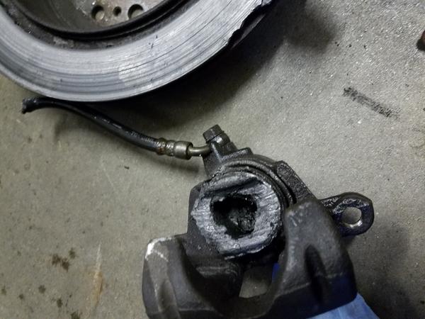 Rear caliper locked