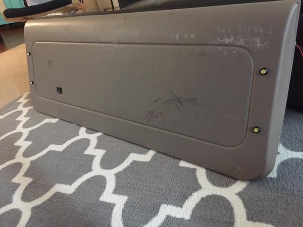 Rear hatch off with the bolts installed.  Two for the left side and two for the right side.