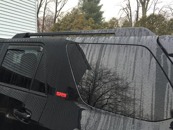 red SR5 to match TRD wheels, roof rail painted black