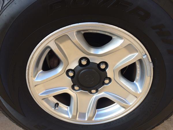 Repainted the center caps using spray can bed liner