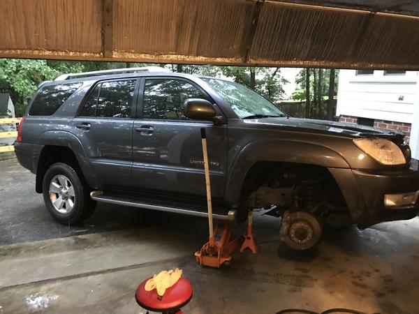 Replacing the front brakes.