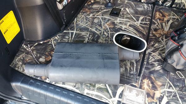 Ripped this flowmaster 40 off a trans am at the junkyard and sanded and powder coated it a little to restore it a bit. Found the exhaust tip on anothe