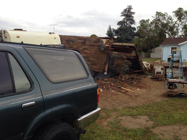 Runner Pulling old barn down Dropped it n missed the trailer