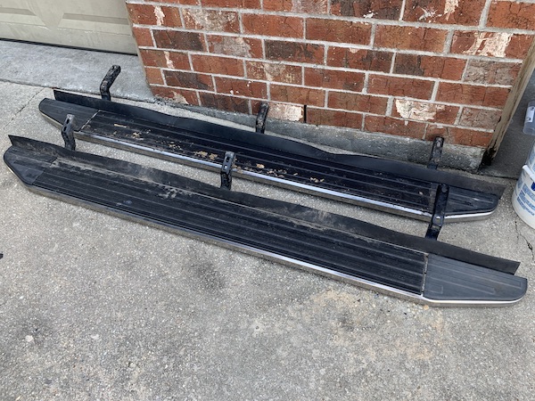 Running boards from a 2014 T4R that were offered free but I paid $40 to outbid the other candidates. 
They are in great shape (what you see is just di