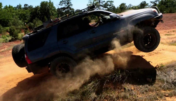 Screenshot from video of my 4R going airborne in obstacle course competition
