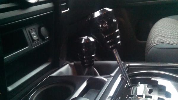 Shift Icon Billet Conversion.  Tacoma shift knob and standard transfer case billet knob with shift pattern insert