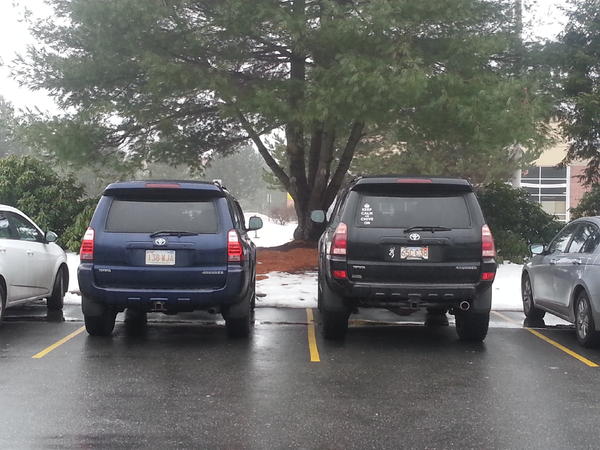side by side comparison to a stock runner at my local wholesale club(yes I parked there on purpose!)