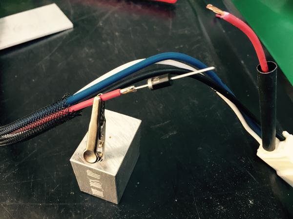 Soldering diode into harness