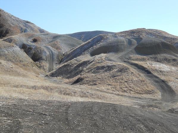 Some of the choices for climbing further into the badlands-style hills.
