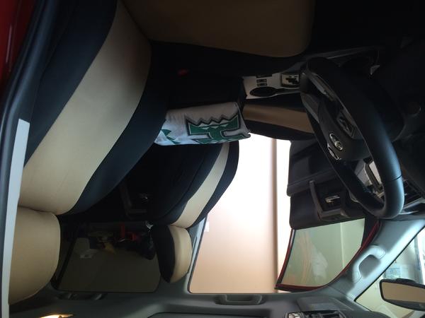 Sorry for the upside down pic.  But these are Hawaiian Seat Cover Co. 2 tone seat covers.  Front and rear.
