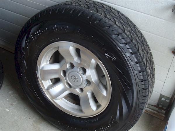 stock rims with summer tires - this was a grocery getter / ski hill ride...