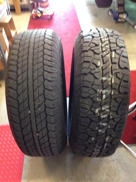 Stock tire on Trail rim vs same size BFG Rugged Terrain on 17x8 Enkei rim