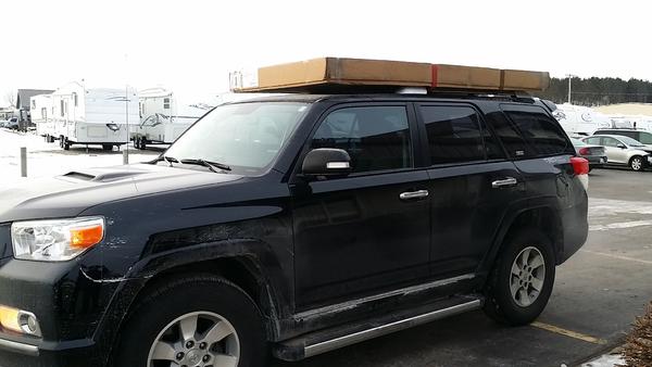 Strapped Baja Rack to the Roof to bring it home