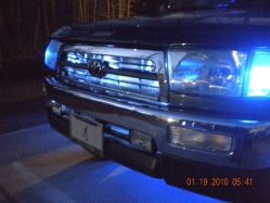 strobes in the grill and blue corner lights