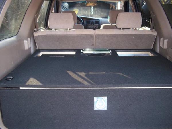 Sub box amp rack and 7 cubic ft. storage draw combo