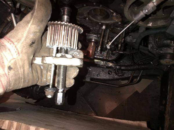 Successful removal of broken timing crank sprocket