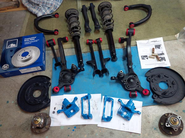 Suspension components for my sons' Mitsubishi Eclipse. A total rear suspension swap is in our near future! Rear drum brakes to disc brake swap with po
