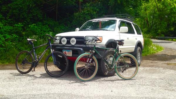 T4R with our Mtn Bikes, Trek 3900 and Bianchi Lynx (1996)