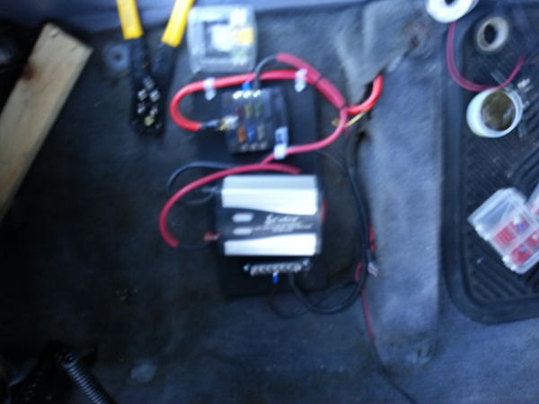 The accessory fuse box, negative distribution panel and power inverter all ready to rock and roll!