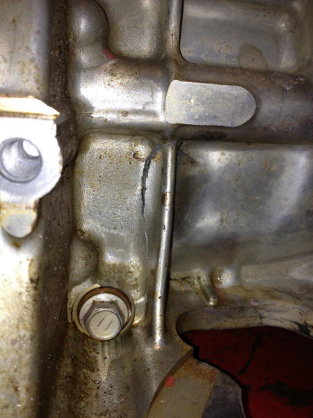the crack on the outside of the block on the 3rd cylinder i believe.
