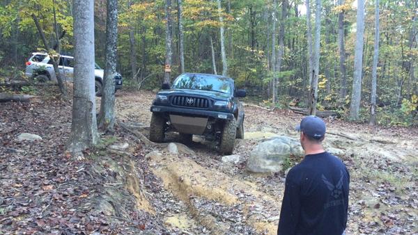 The guy with the supercharged Taco made quick work of the obstacle, mostly due to being narrower than the rest of us, and a great driver.