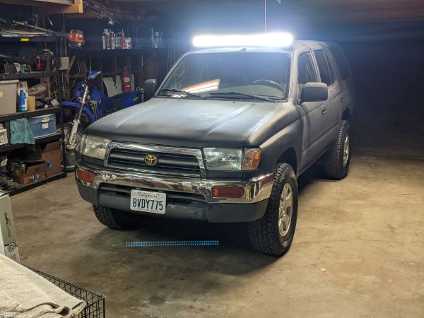The light bar works. PO decided to buy a big one and mount it on the roof. The hood glare is more than I was expecting, even for matte paint. Works fi