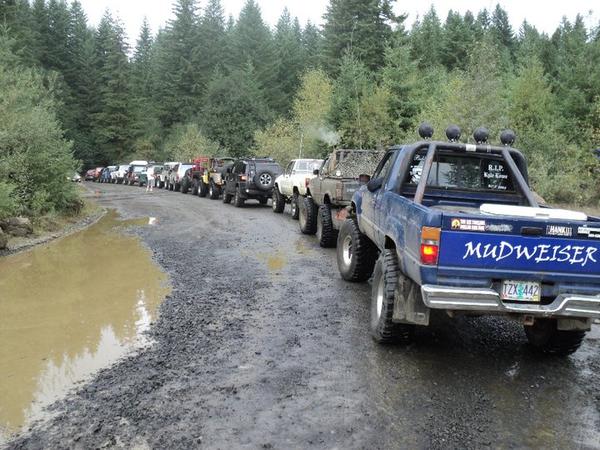 the start of a toyota only run at browns camp hosted by cascade cruisers!! i was last!! it didn't bother me much. i got to be the tail gunner on this 