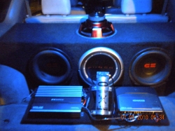 the system at night. light up w. blue lights
