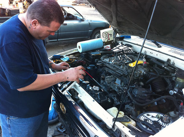 the timing belt was put on backwards and had ground down to one third the size. It was spewing water out the back on the engin. Was over heating, and 
