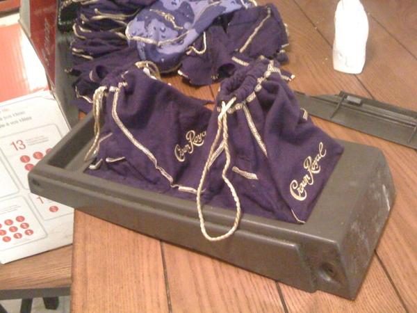 The wife made me some Crown Royal shift boots. $40 bucks if you are interested in a set of your own.