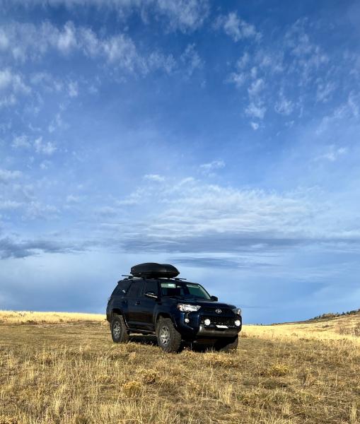 This is a picture of me using the front hitch to add driving lights for our trip that required some remote driving a night on trails and pavement.