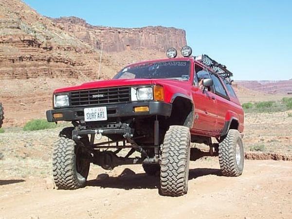 This one by far.... My favorite!! My 1986 SASed T4R.... 35" BFG Muds, Alcan 4" Springs, U-Bolt Flip Kit, Cross Over Steering, Toyota E-Lockers, 5:88 G