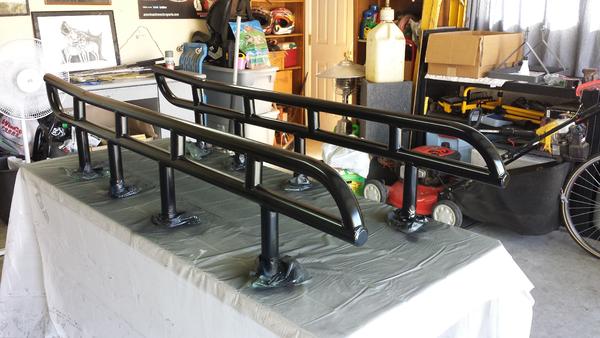 Three coats of VHT roll bar & chassis paint.