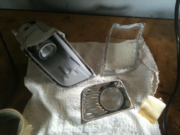 took apart fog lights and painted black