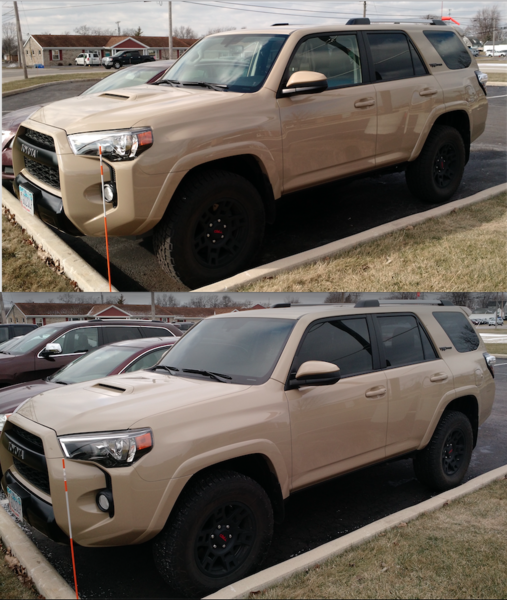 Top: Stock
Bottom: 20% driver / passenger windows, 35% windshield