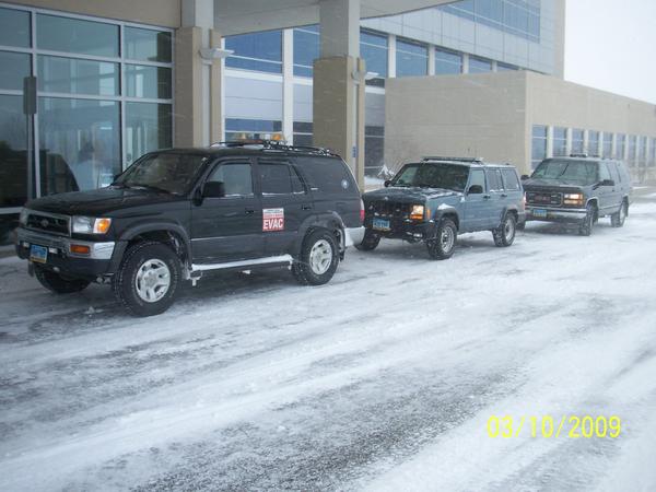 Transporting Emergency Personnel, Dr's, nurses, etc. during a blizzard.
