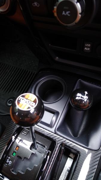 TRD Classic shifter and black transfer case shift knob