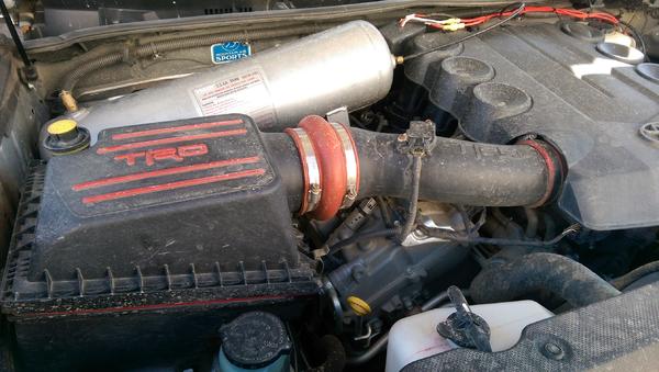 TRD cold air intake, 2.5 Gal Tank location.