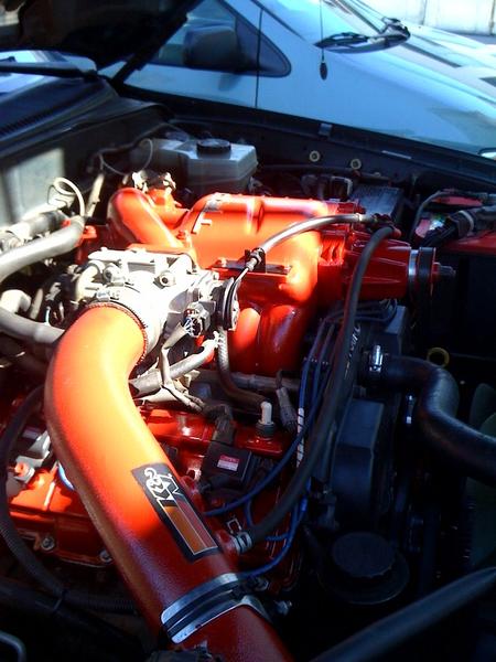TRD supercharger repainted , k&n pipe repainted , and valve covers are painted.