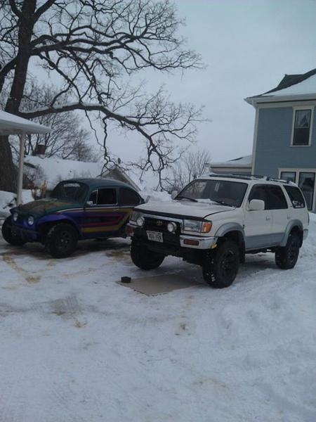 Truck and the bug I bought on a trip to Denver... My crankshaft pulley had fallen off my 4Runner and I was told I needed a new motor... so I bought th