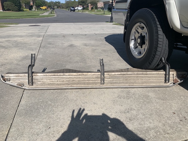 Under side of one of the running boards.