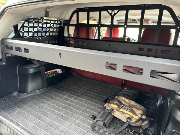 Victory 4X4 Molle panels, pet divider and cargo tray installed.